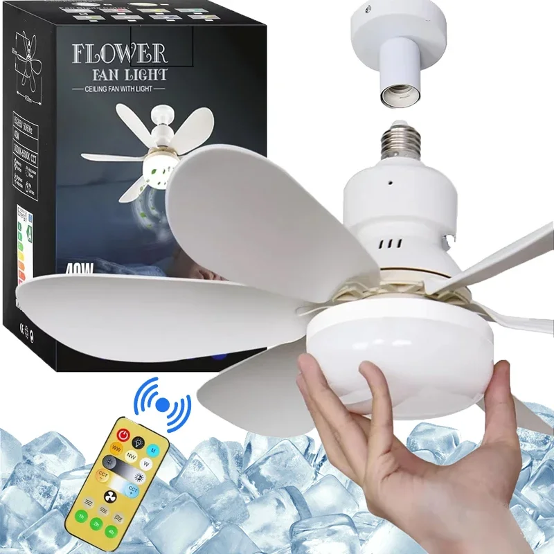 Ceiling Fan Light with Remote, LED Dimming Function, Suitable for Living Room, Study, Home Use
