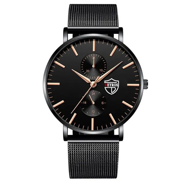Ultra-Thin Black Stainless Steel Mesh Men's Quartz Business Watch
