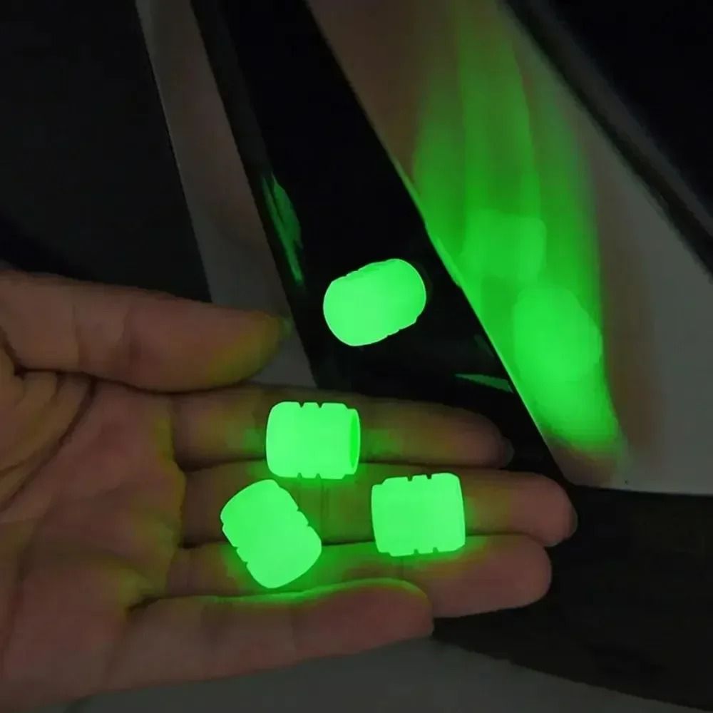 Glow-in-the-Dark Universal Tire Valve Caps - 4 Pack