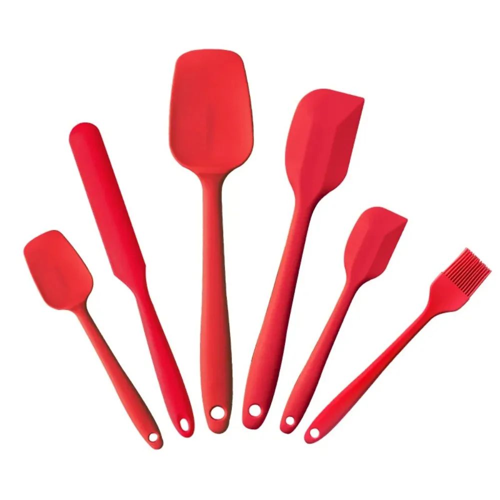 6 Piece Silicone Spatula Set Food Grade Heat Resistant Non Stick Baking and Cooking Tools