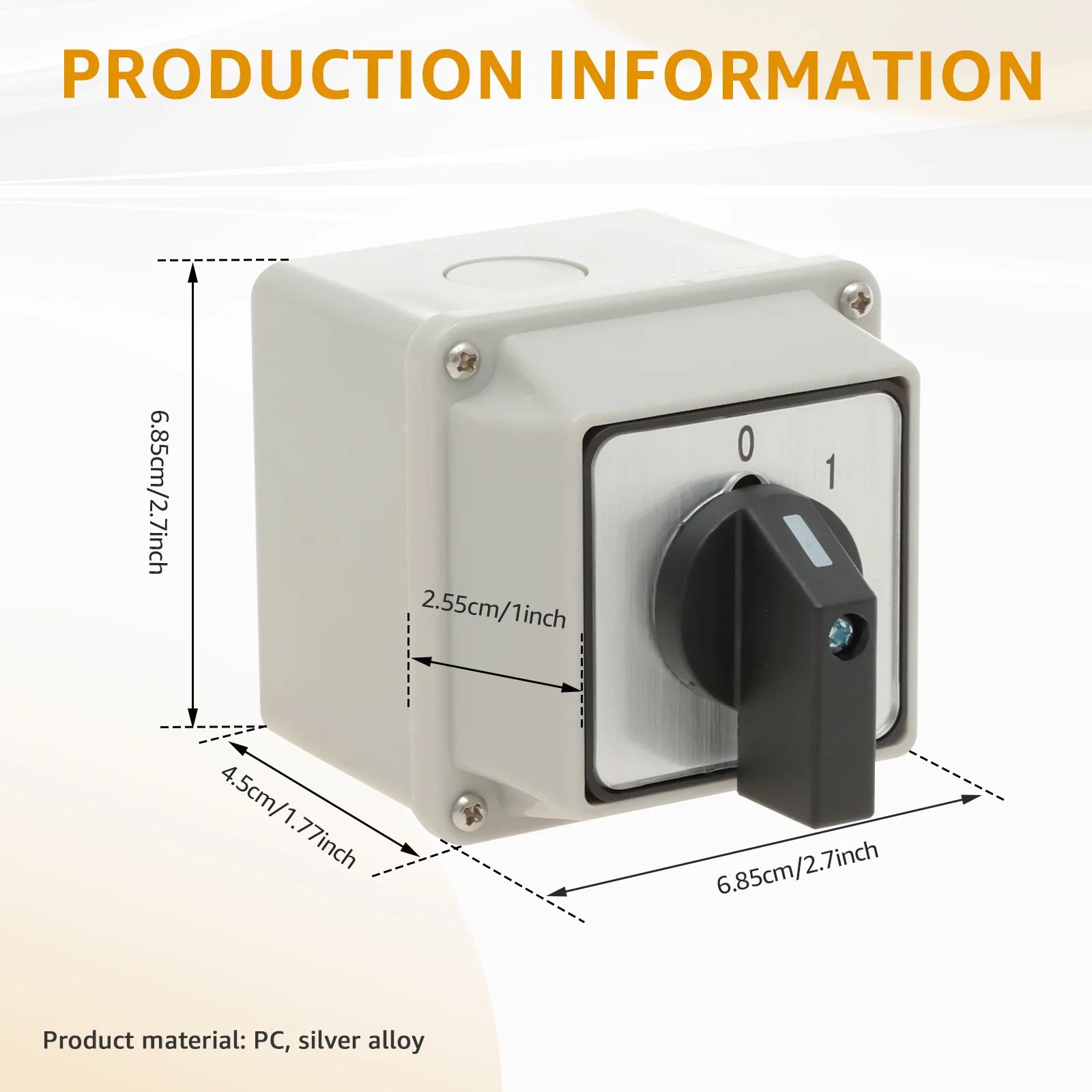 Waterproof Rotary Switch 220V ON OFF Power Control Box Flame Retardant Safety Switch