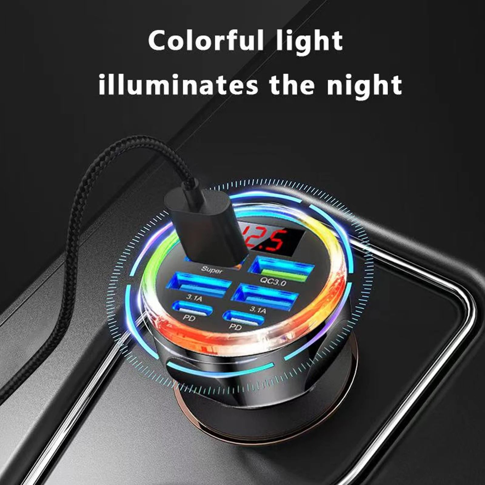 6 in 1 Dual PD USB C Super Fast Car Charger