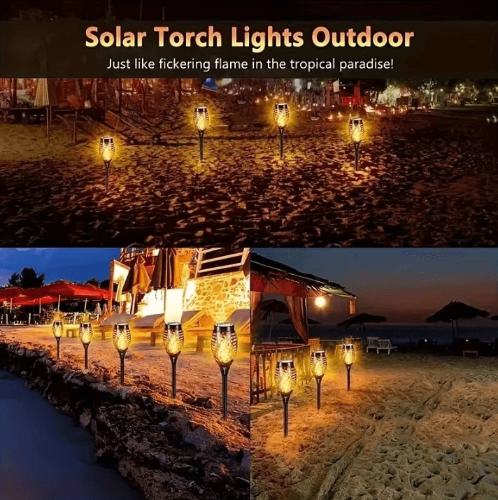 12LED Solar Flame Torch Lights – Waterproof Flickering Garden & Pathway Outdoor Solar Lamps