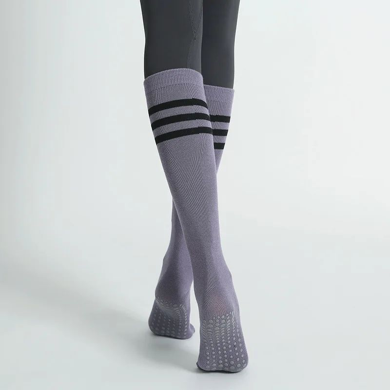 Autumn Winter Womens Anti-Slip Cotton Yoga Socks – Mid-Calf Terry Pilates & Ballet Grip Fitness Socks