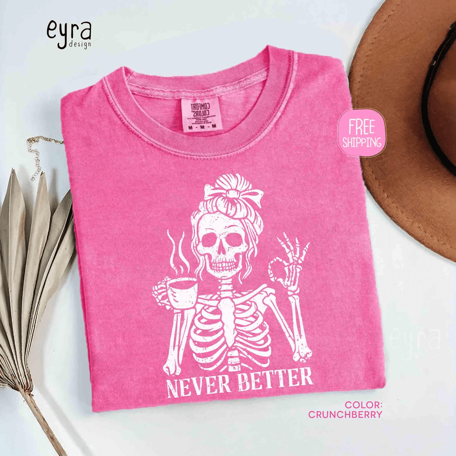 Never Better Skeleton Coffee Shirt | Sarcastic Halloween Tee