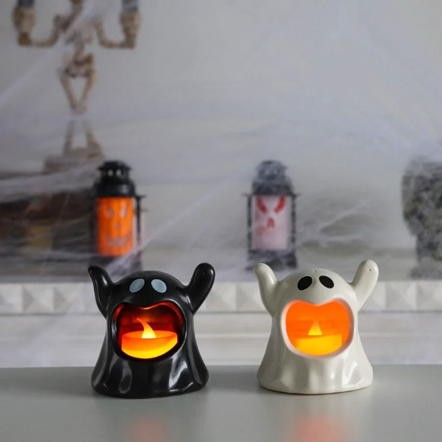 Halloween Ghost Candle Holder | LED Candlestick Lighting & Spooky Party Decoration | 3.14