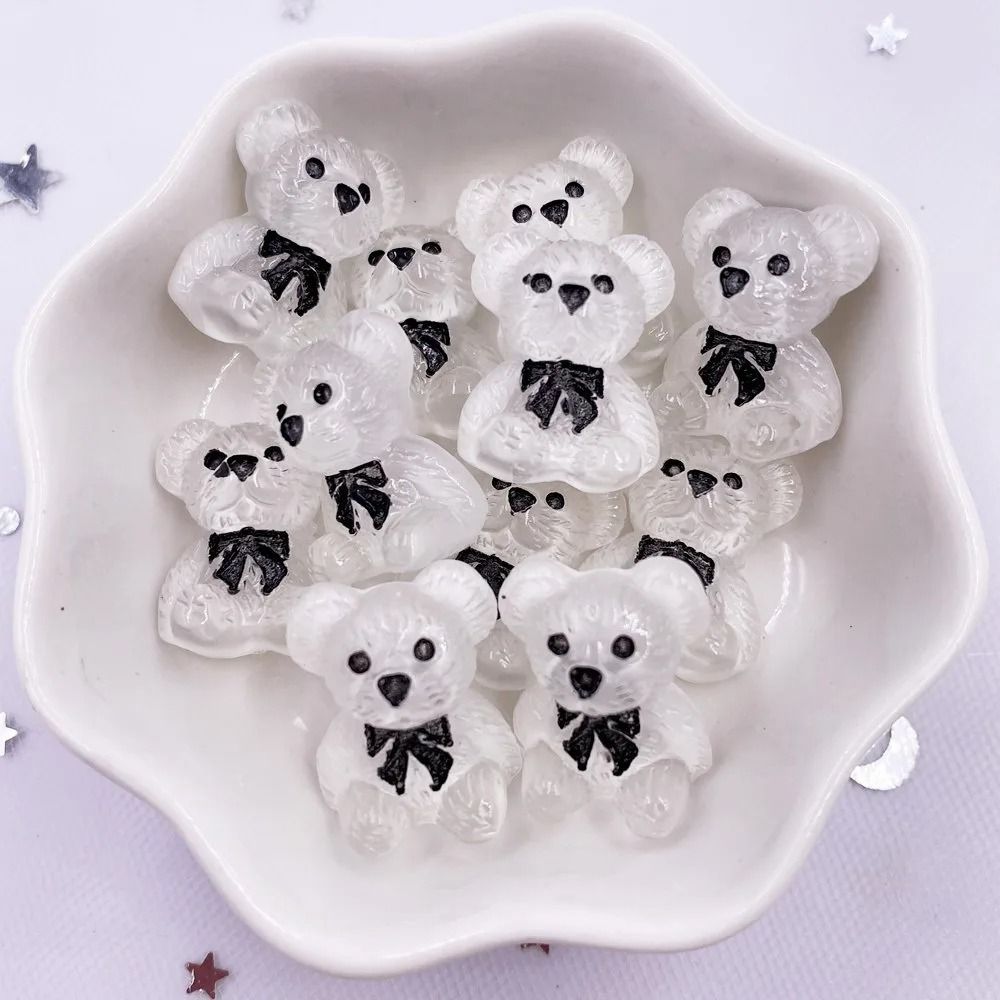 Kawaii Bear Figurines Resin Craft Embellishments Mini Bear Decorations Set