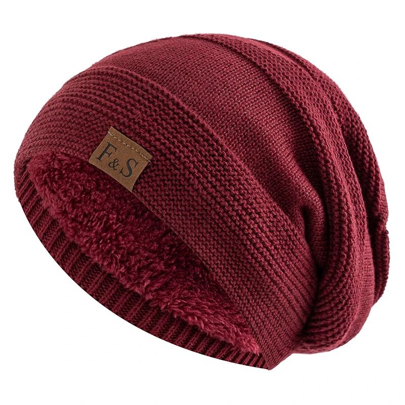 Unisex Slouchy Fur Lined Winter Beanie Hat