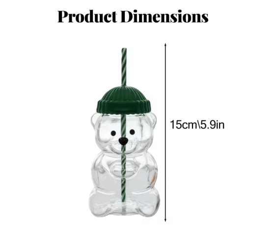 Homey Bear Glass Cup with Lid and Straw 20 oz Cute Bear Coffee and Juice Tumbler