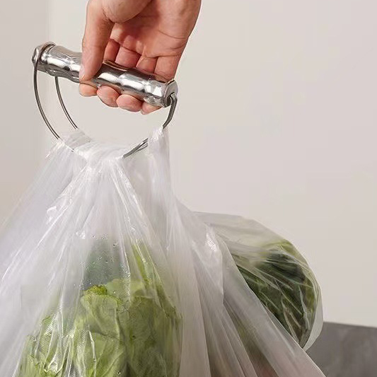 Stainless Steel Vegetable Carrier, Handheld Plastic Bag Holder, Easy to Use Storage for Home, Office Utility Item