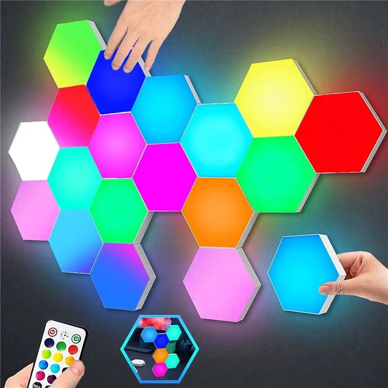 RGB Bluetooth LED Hexagon Wall Light with App and Remote Control
