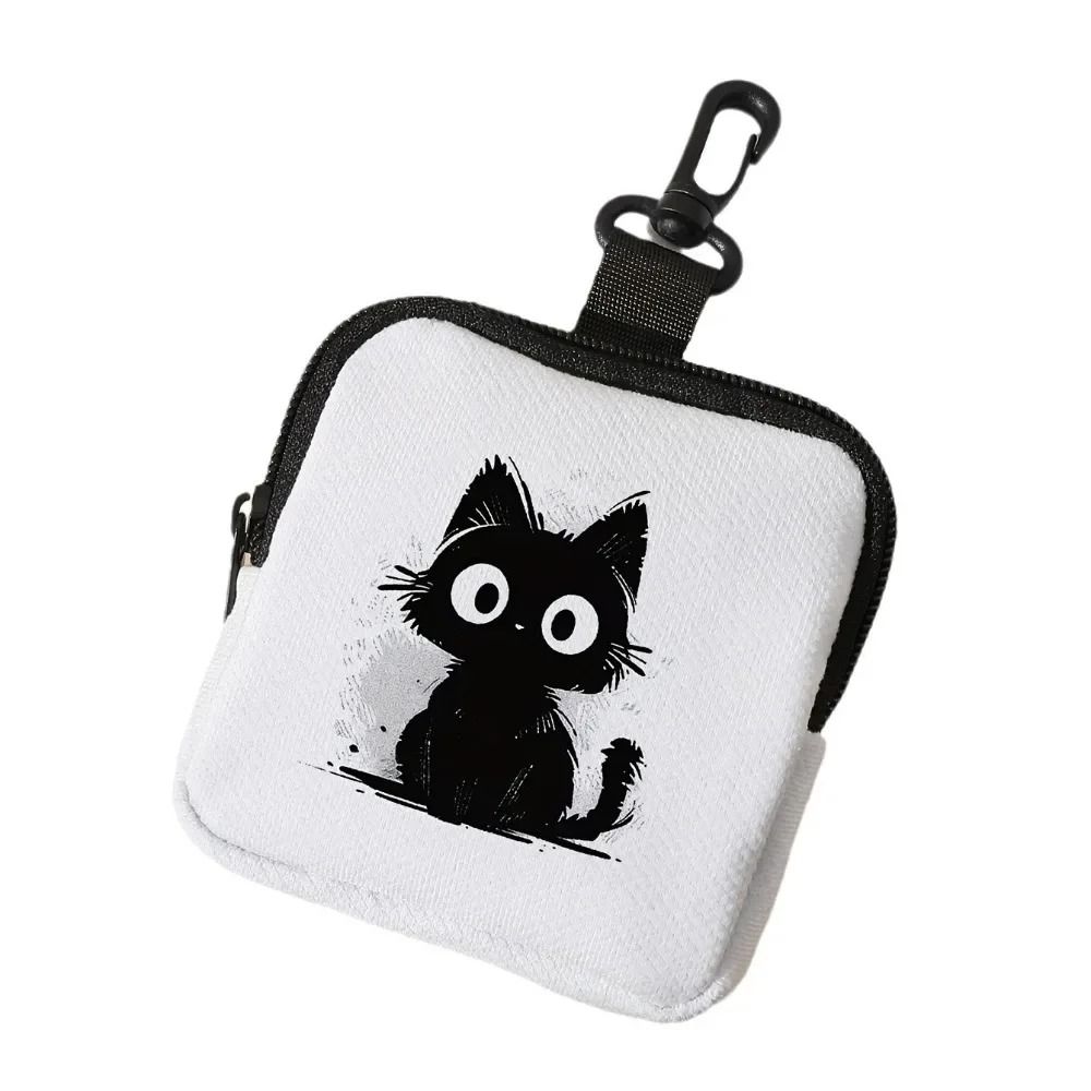 Cat Print Mini Coin Purse – Waterproof Artificial Leather Earphone & Card Bag
