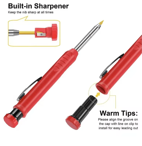 2.8mm Carpenter Mechanical Pencil Set – Long Head Marking Tool with Sharpener