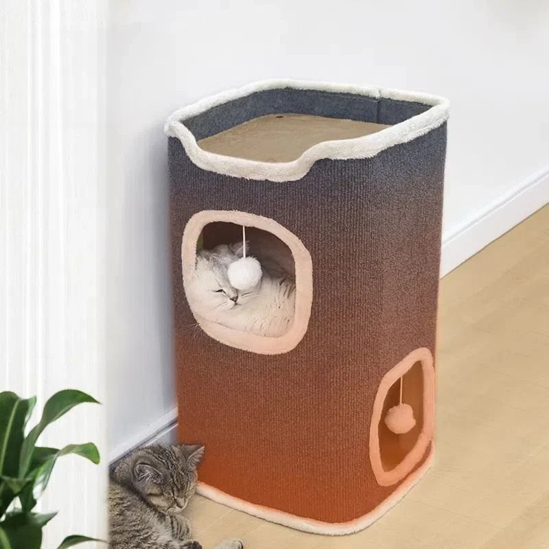 Luxury 3-Tiers Covered Cat Bed and Winter Pet Cave
