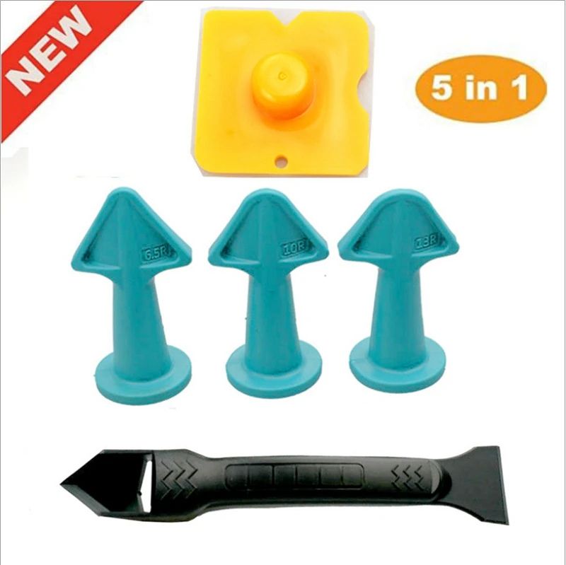 Premium 5-Piece Caulking Nozzle & Finishing Spatula Kit - Smooth Sealant & Grout Tool
