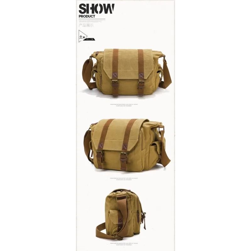 Retro Canvas SLR Camera Satchel Waterproof Messenger Bag with Removable Liner