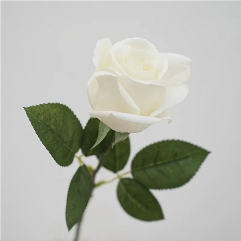 Artificial Latex Ellie Rose Branches Real Touch Fake White Roses