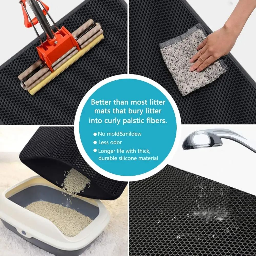 Double Layer Waterproof Cat Litter Mat Non Slip Pet Litter Box Pad