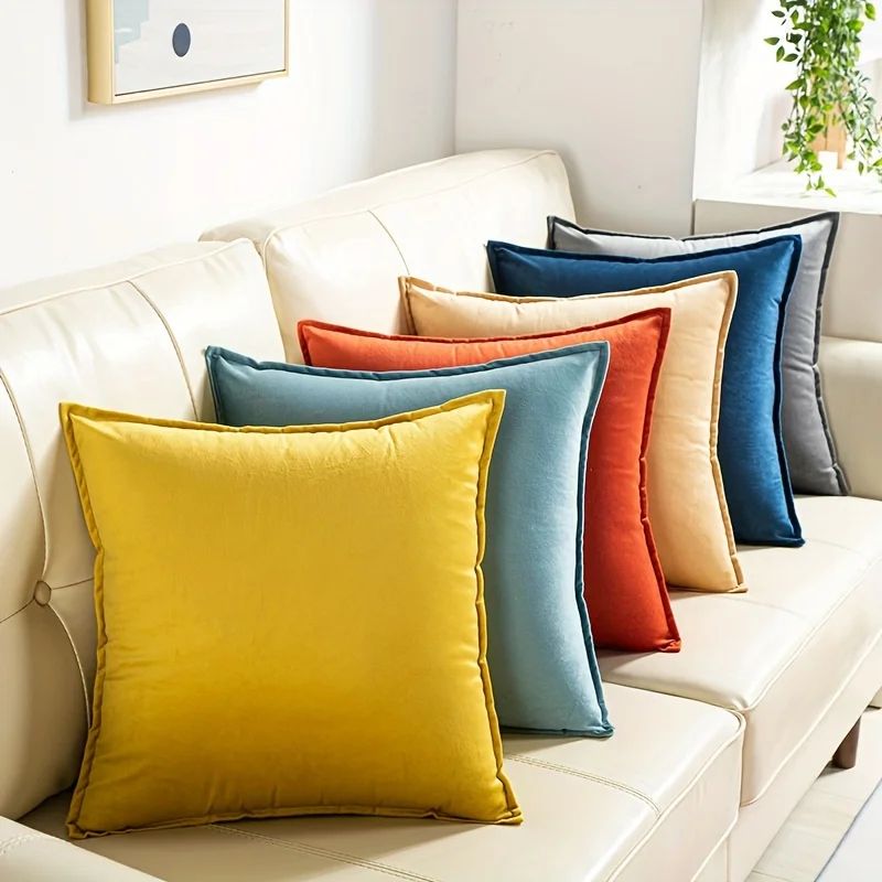 Super Soft Velvet Cushion Cover Solid Color Decorative Pillow Cover