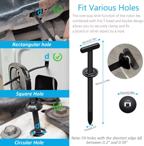 Self-Locking Universal Nylon Cable Ties with Buckle & Pin