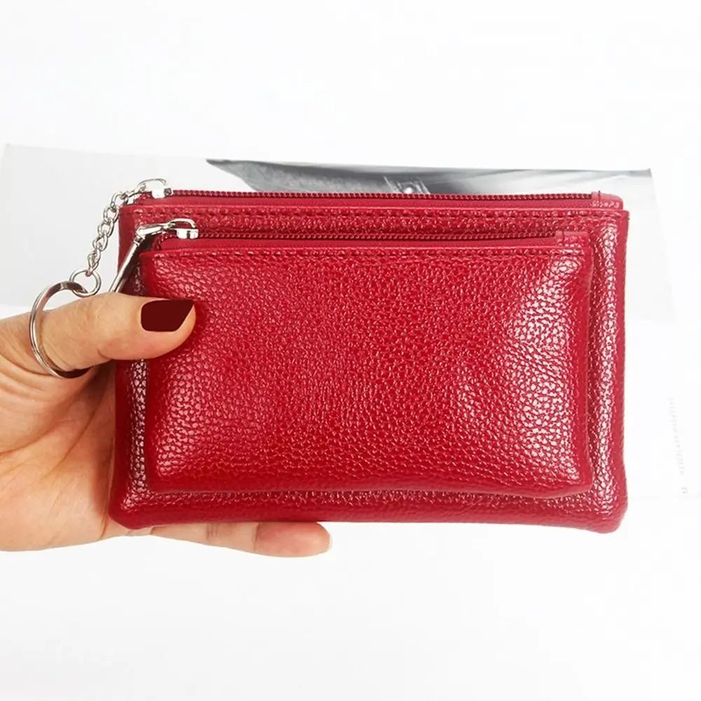 Elegant Lychee Pattern Slim Zipper Wallet