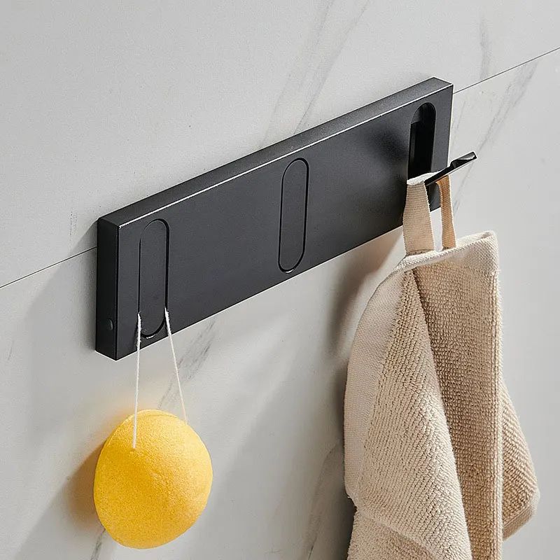 FlexHide Invisible Folding Wall Hooks – Space Aluminum Self-Closing Coat & Towel Hanger