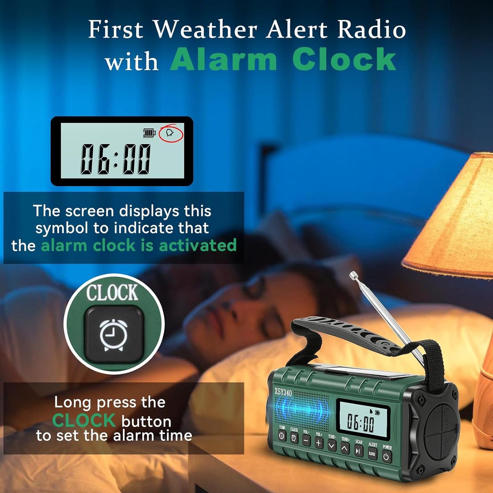 Hand Crank Solar Emergency Radio with Weather Alerts, Flashlight & SOS for Survival