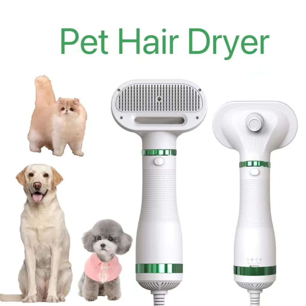 DryNStyle Pro Grooming Tool – 2-in-1 Pet Dryer Brush with Quiet Airflow for Cats and Dogs