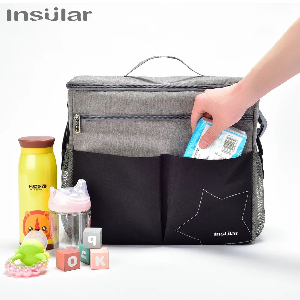 Insular Large Capacity Diaper Backpack with Anti Loss Zipper Travel Maternity Nursing Bag
