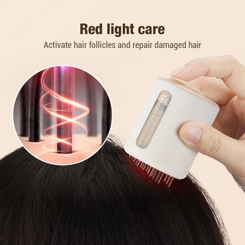 Electric Scalp Massage Applicator with Red Light – Hair Care Essential Oil Vibrating Tool for Hair Growth and Relaxation
