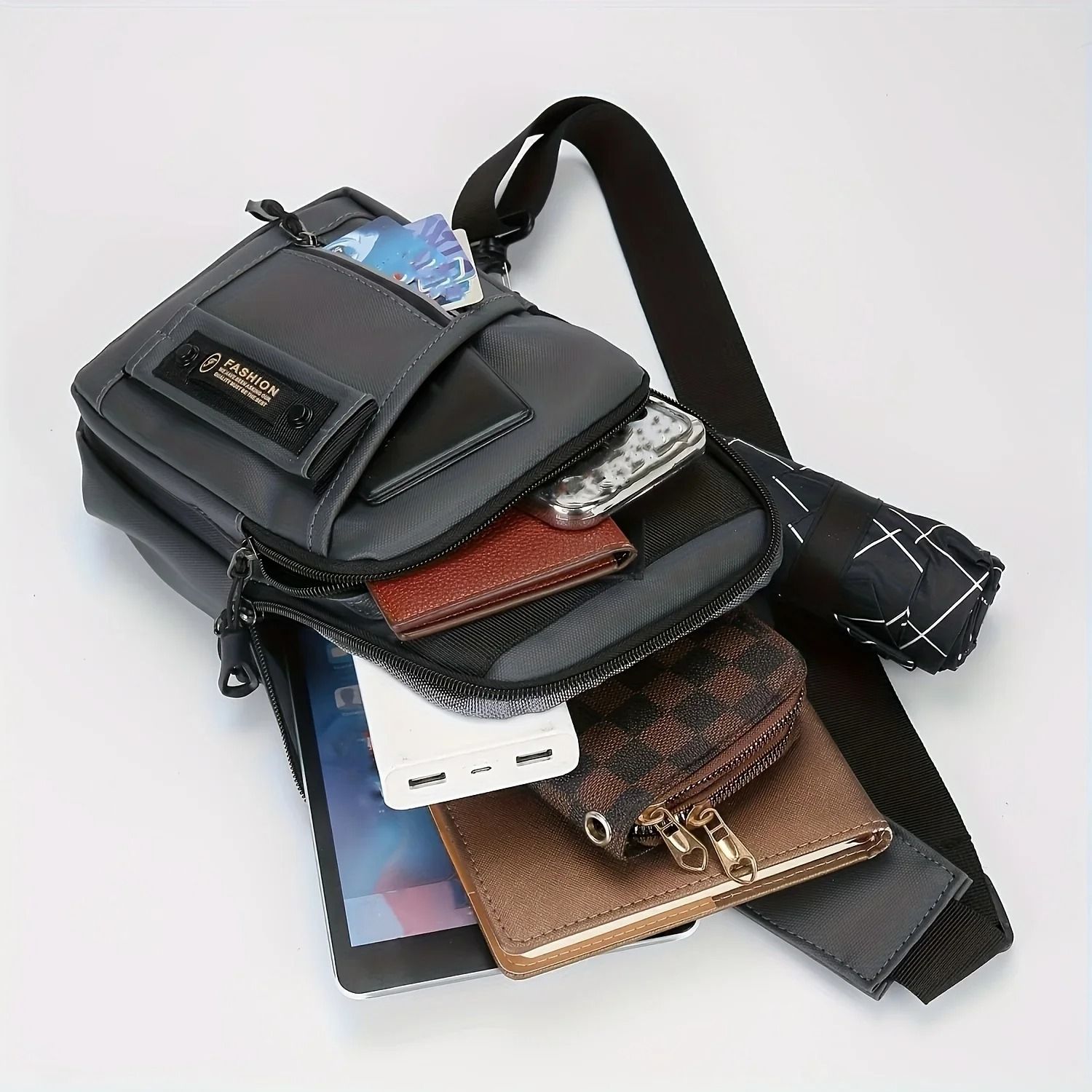 Mens Multifunction Crossbody Chest Bag Travel Sling Shoulder Bag