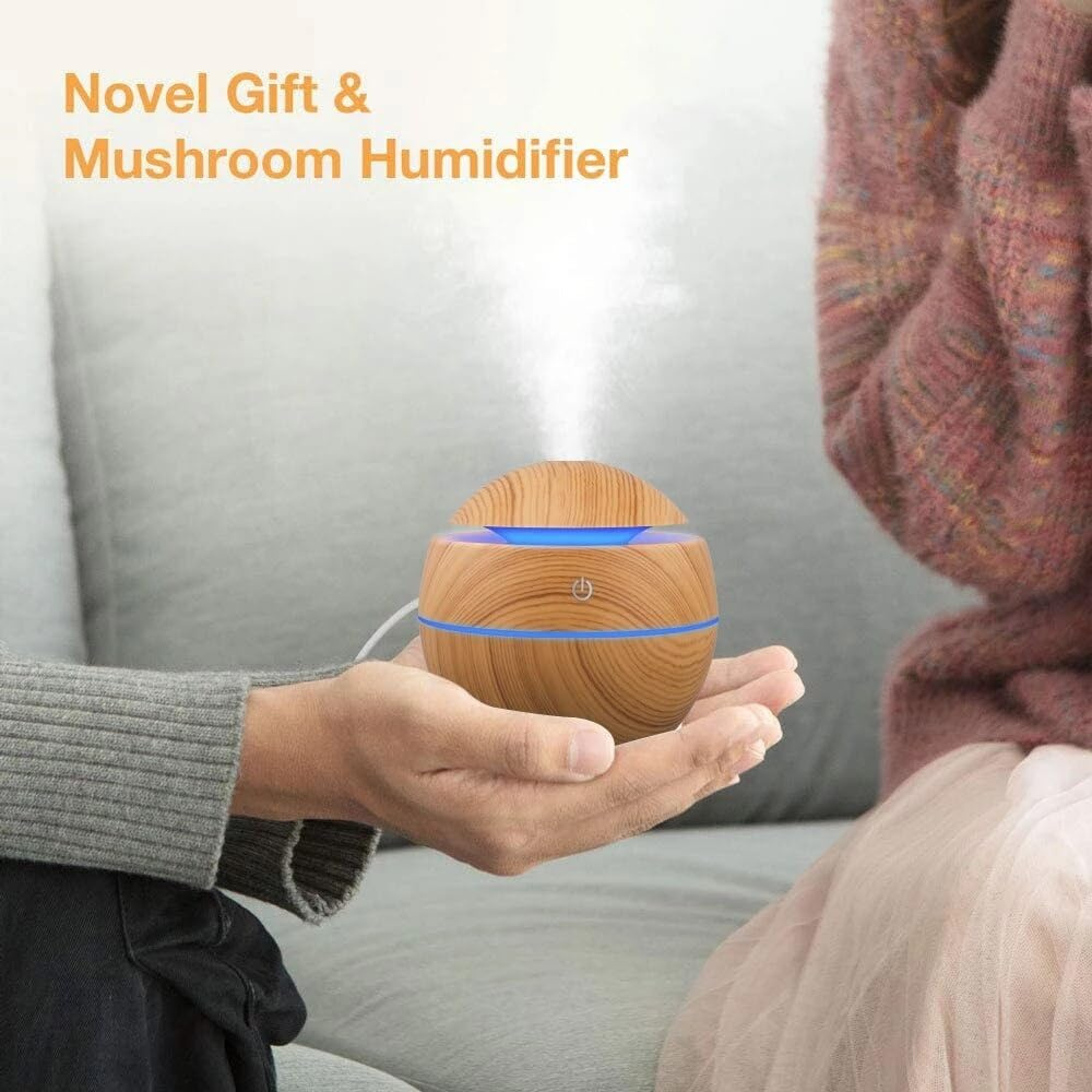 Wooden Ultrasonic Humidifier Essential Oil Diffuser Cool Mist Maker for Bedroom Aromatherapy