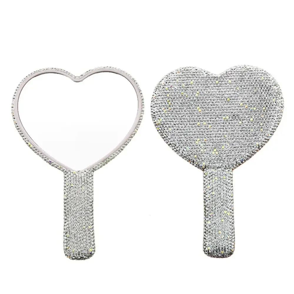 Shimmering Diamond Heart Handheld Vanity Mirror