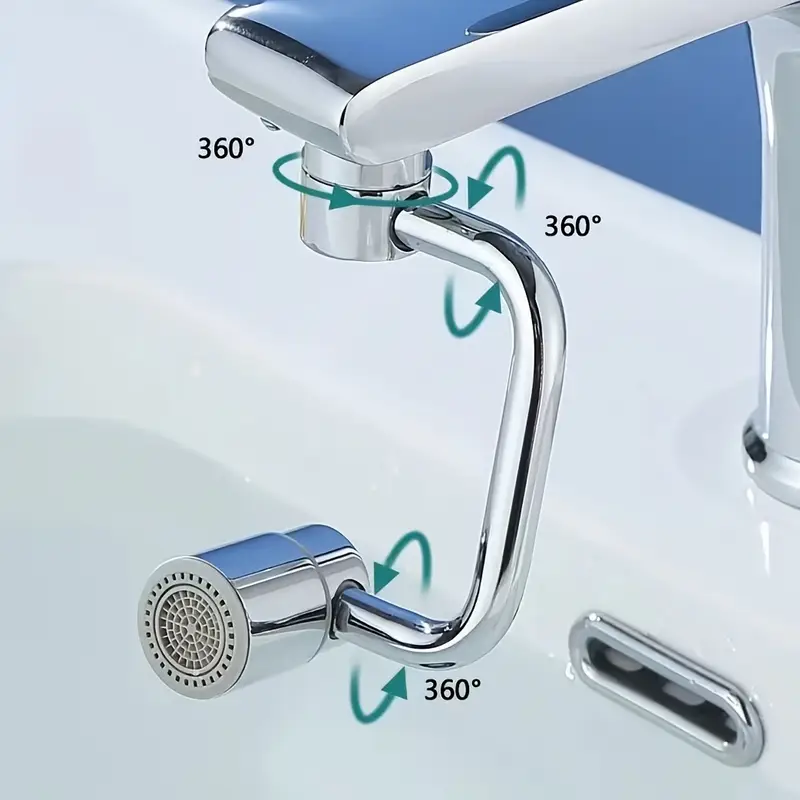 Swivel Kitchen Faucet Extender Stainless Steel, Universal Splashproof Dual Mode Sink Attachment with Adapter