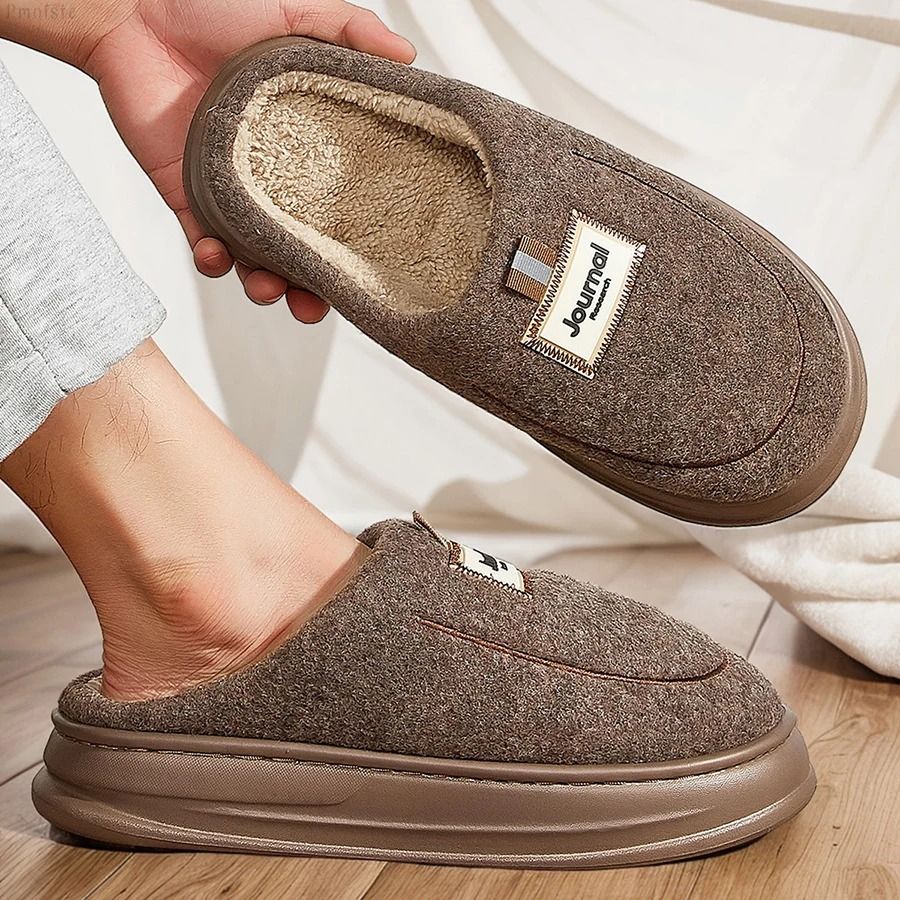 Plush Memory Foam House Slippers Warm Winter Indoor Non-Slip Slippers for Men and Women