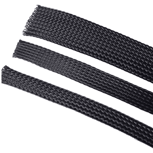 Black PET Braided Cable Sleeve – Flame-Retardant Wire Protection Tubing (1–100M)