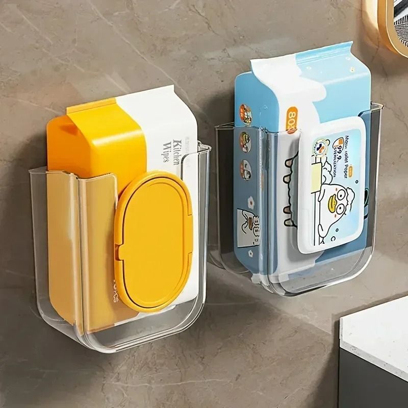 Wet Wipes Storage Box Wall Mounted Punch Free Inverted Tissue Holder