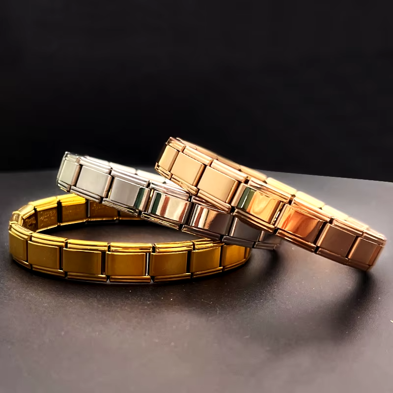 Elegant Women's Stainless Steel Charm Bracelet – 9mm Italian Elastic Bangle