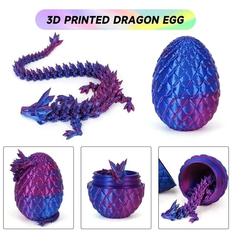 Articulated Dragon Egg 3D Printed Desktop Ornament