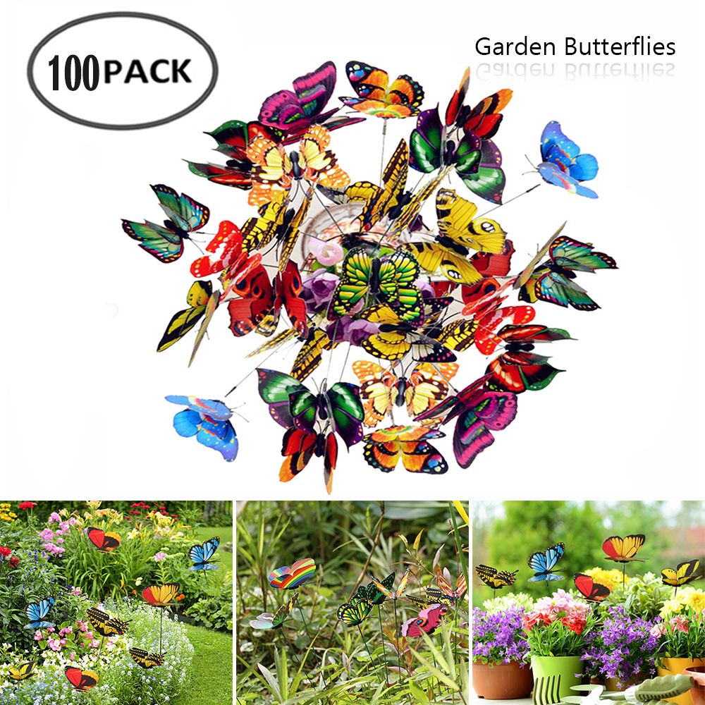 Butterfly Stakes Waterproof, Multi-color Fake Butterfly Garden Ornaments, Artificial Pole Butterfly Decor for Outdoor