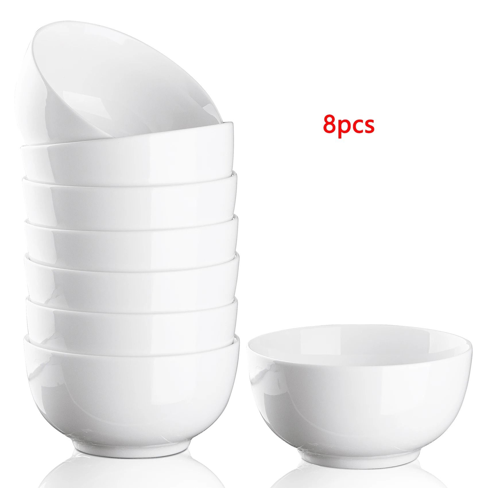 10 Ounce Porcelain Bowls - Premium 8-Pack Ceramic Set