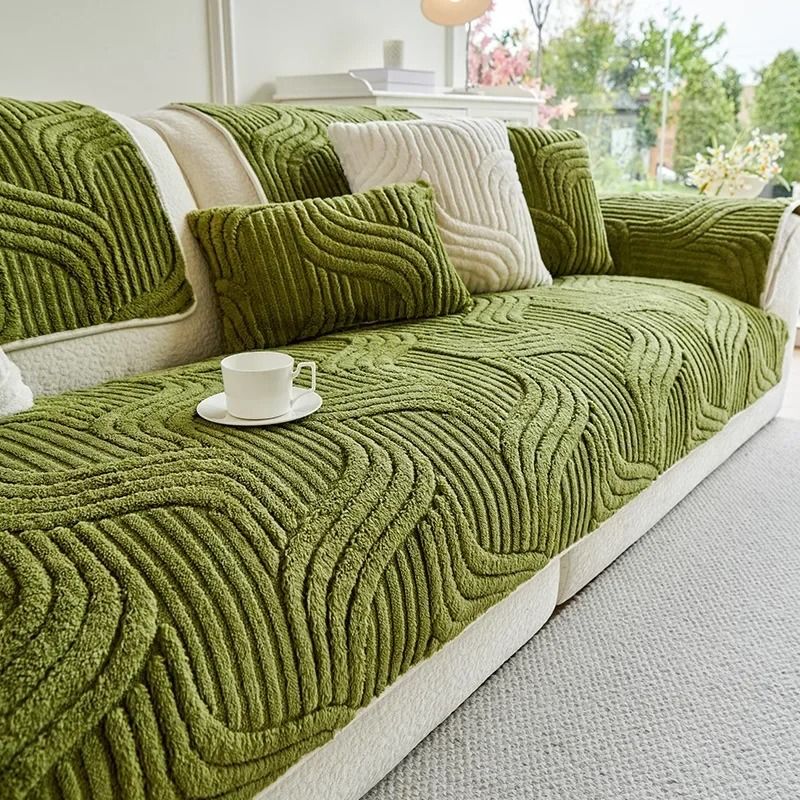 Plush Sofa Cover Non Slip Thick Couch Slipcover Mat