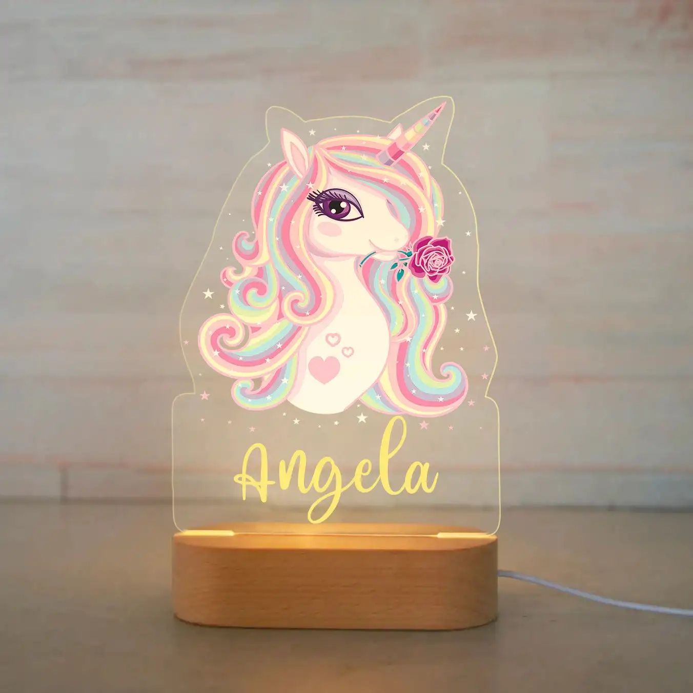 Personalized Kids Night Light Custom Name Animal Acrylic Lamp
