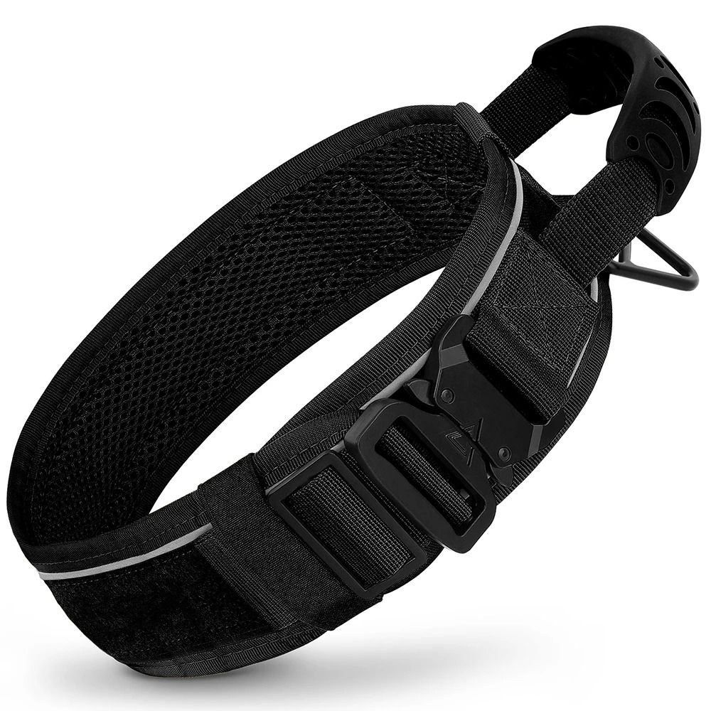 Durable Nylon Tactical Dog Collar with Handle and Reflective Design for Medium and Large Dogs