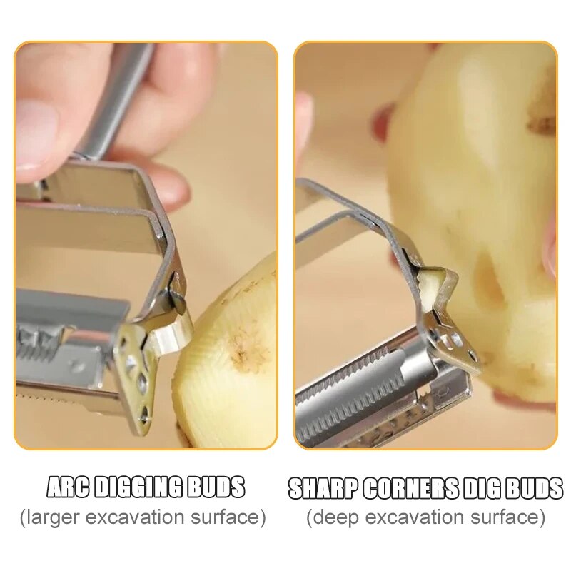 Stainless Steel Double-Head Vegetable Peeler: Multi-Function Kitchen Tool