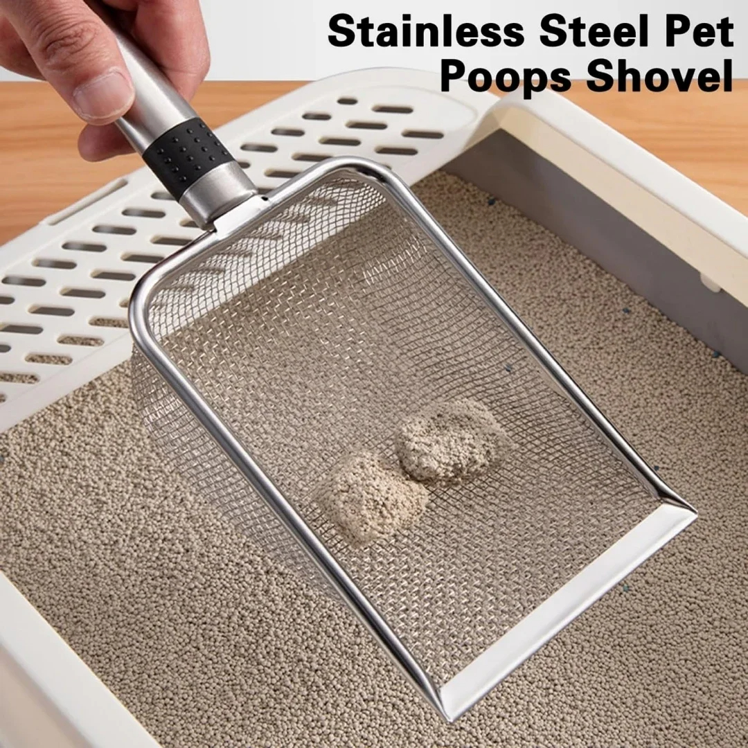 Stainless Steel Cat Litter Scoop Durable, Rust Resistant & Easy Clean with Ergonomic Handle for Quick Waste Removal
