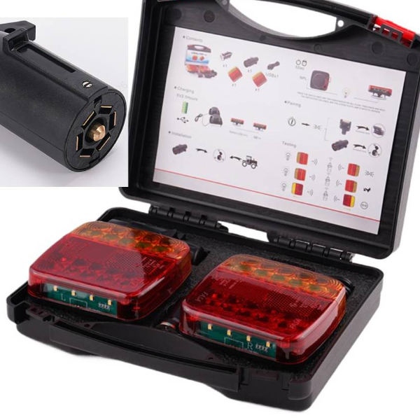 Rechargeable Rear Taillight Signal Warning Lamp, Wireless Magnetic Waterproof Trailer Light