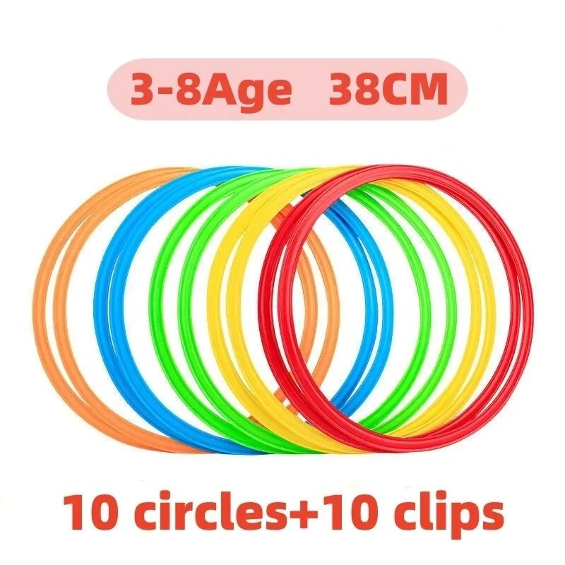 Kids Agility Training Hoops Set Outdoor Jump Ring Game 10 Hoop Lattice Exercise Toy