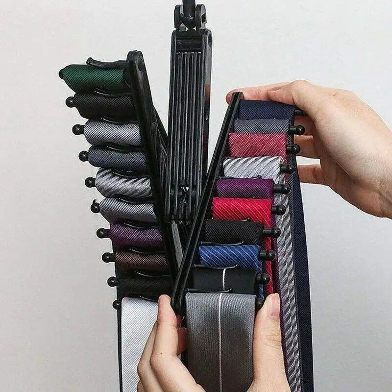 360° Rotating Multi-Functional Tie & Belt Hanger – Adjustable 20-Loop Plastic Scarf Organizer Rack