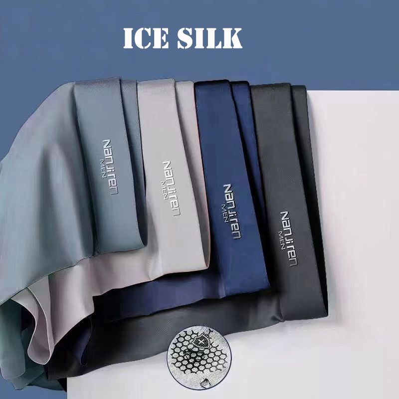 Men Ice Silk Boxer Briefs, Ultra-Breathable, Moisture-Wicking Underwear